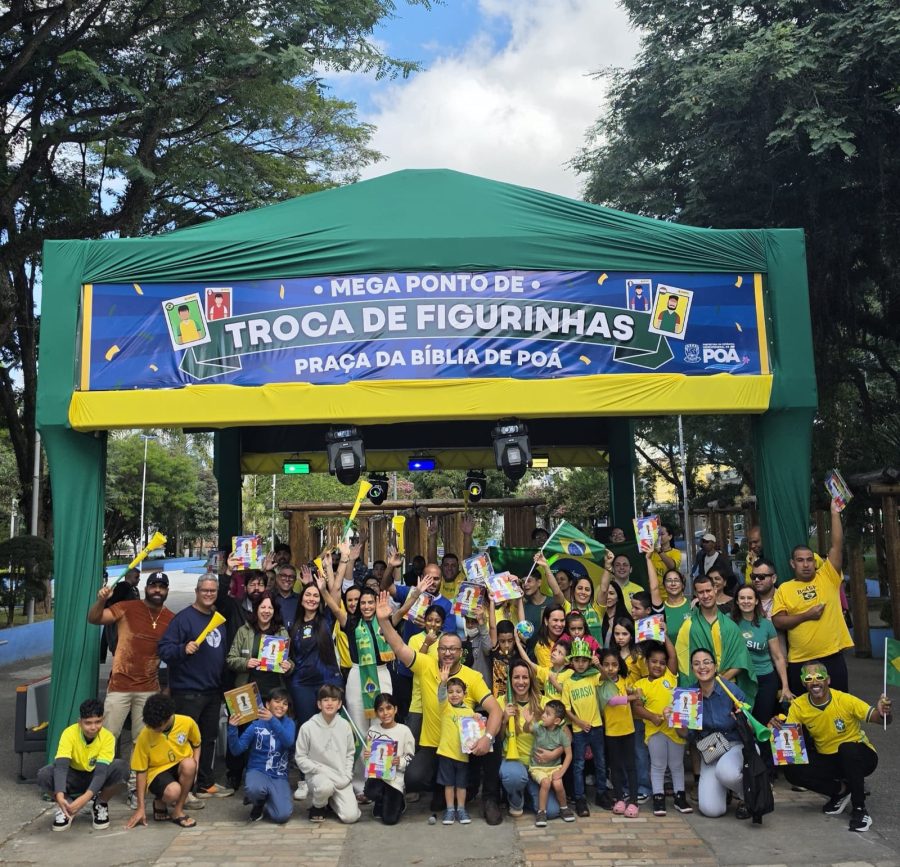 Saulo Souza inaugura Mega Ponto de Troca de Figurinhas da Copa do Mundo 2026 na Praça da Bíblia e reúne poaenses em clima de torcida